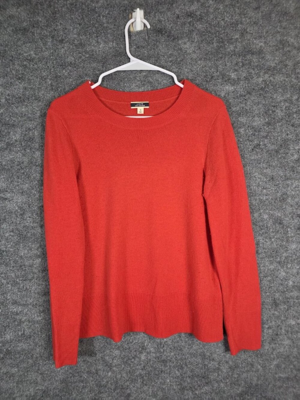 J.Crew Sweater Womens Small Red 100% Cashmere Crewneck Pullover Hole Pilling